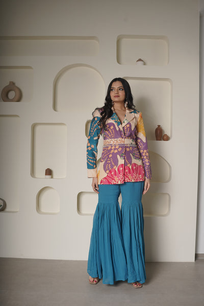 floral blazer sharara set