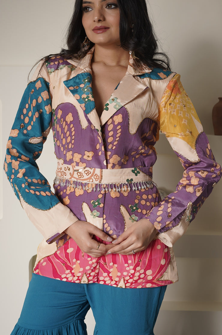 floral blazer sharara set