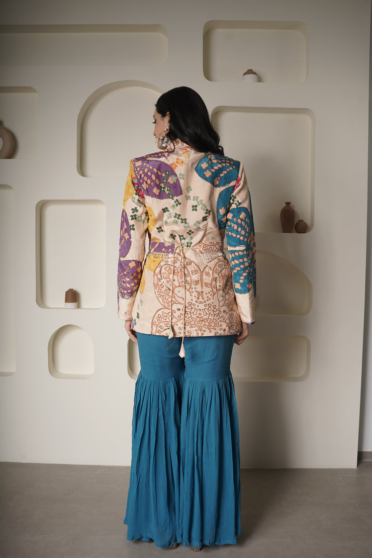 floral blazer sharara set