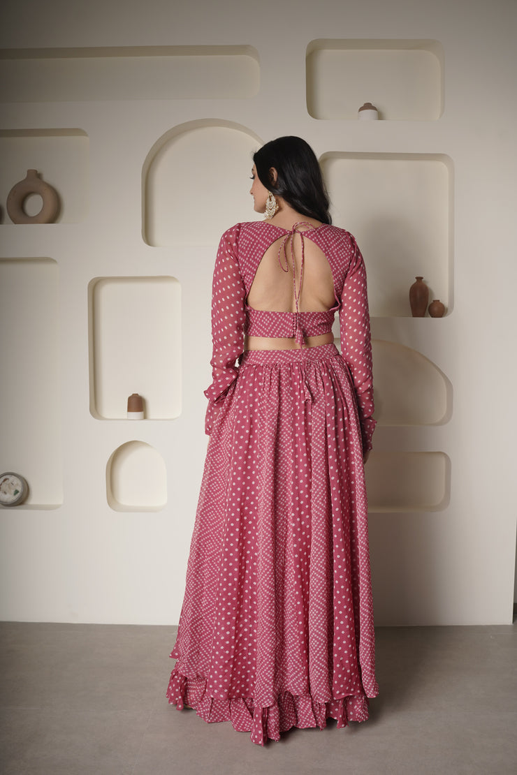 pink polka dot lehenga set