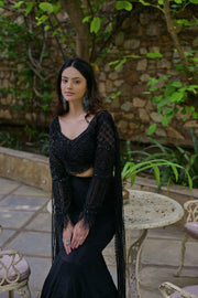 black fish cut lehenga