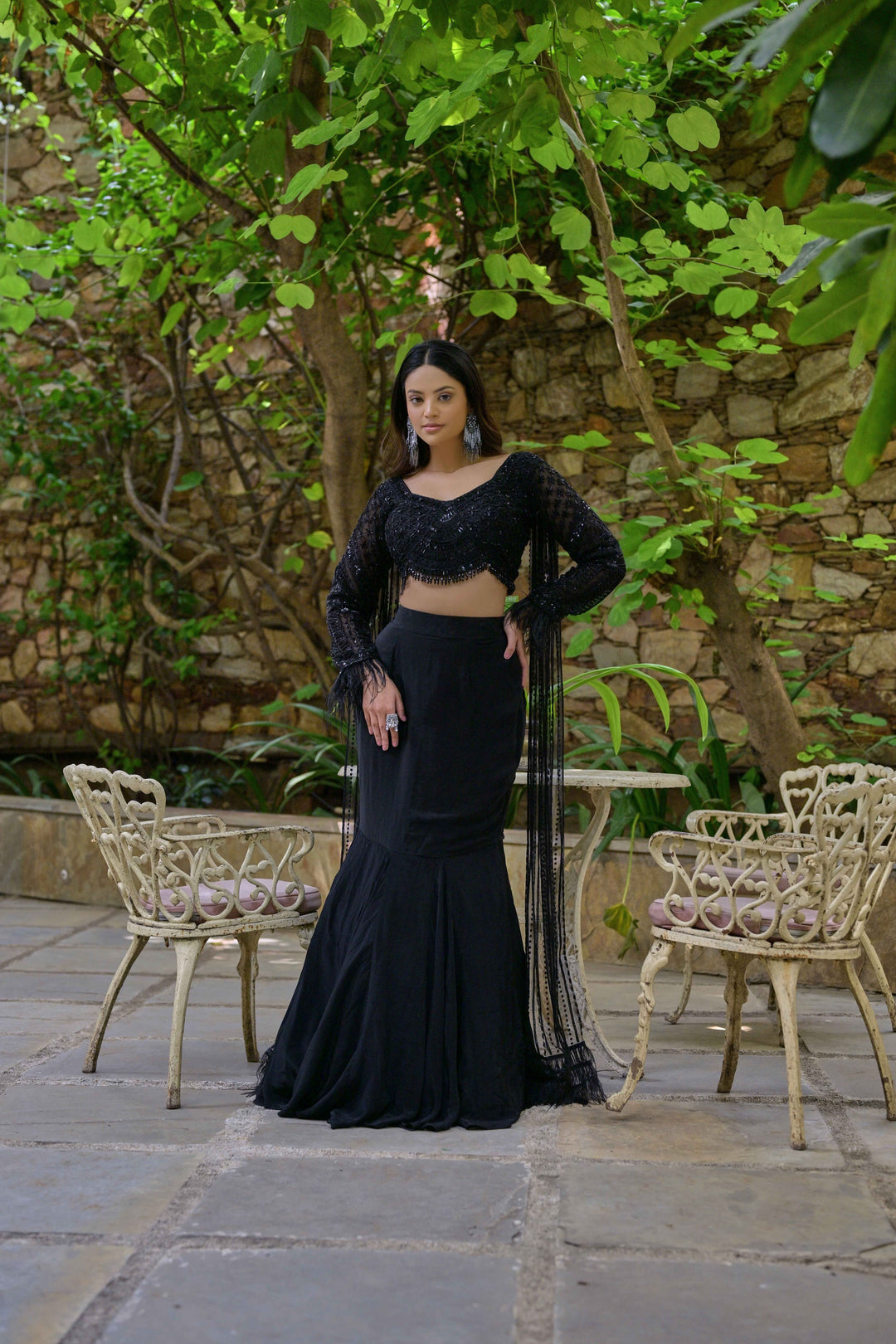 black fish cut dress Designer fish cut dress in black Spend Worth Clothing