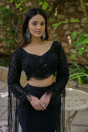 black fish cut lehenga