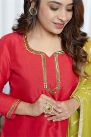 Fuchsia Pink raw Silk Charm Set