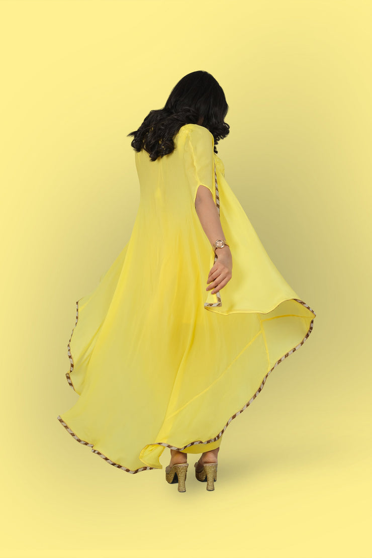 ASHNI - Cowl skirt paired with high low cape