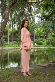 peach peplum set