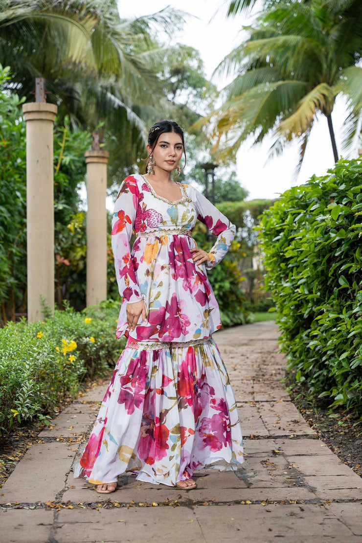 watercolor floral sharara