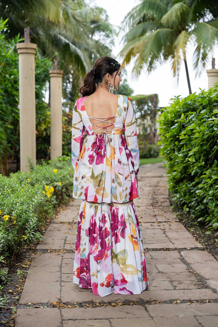 watercolor floral sharara