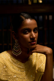 Lemon Mist Drape Co-ord with cowl skirt