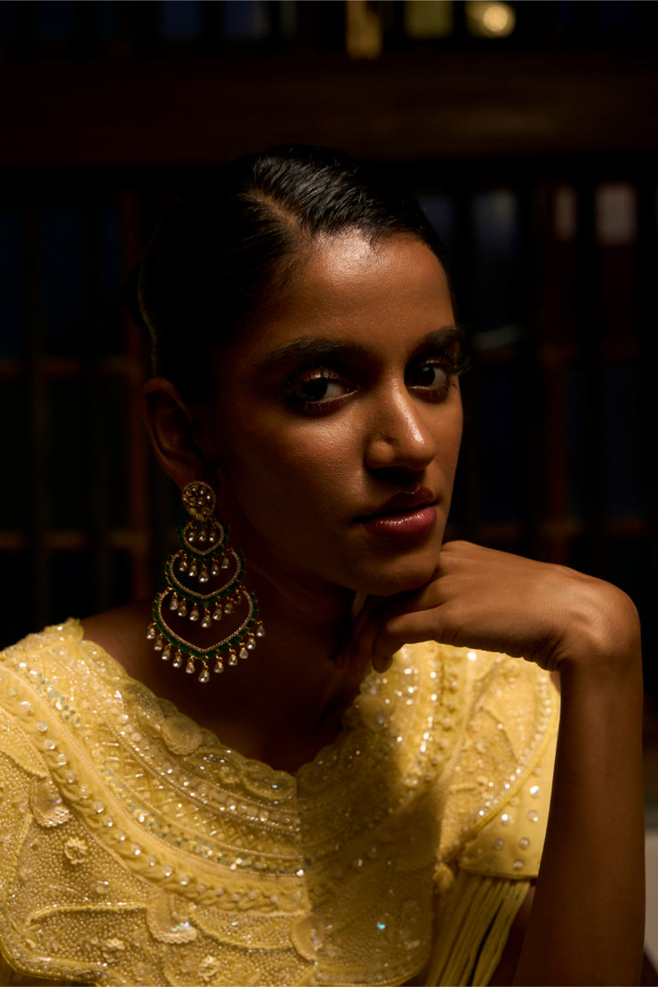 Lemon Mist Drape Co-ord with cowl skirt