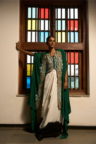 Emerald Whispers Ensemble shrug and skirt set