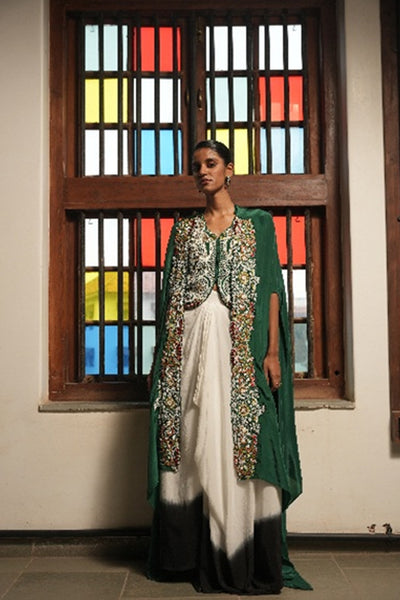 Emerald Whispers Ensemble shrug and skirt set
