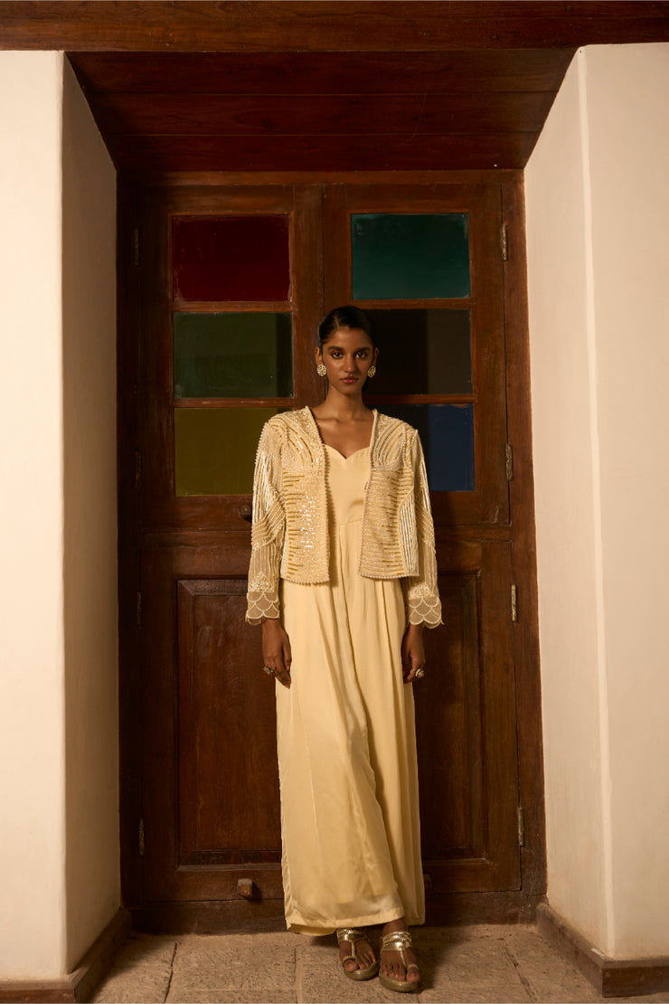 Ivory Golden Poise Jumpsuit with jacket