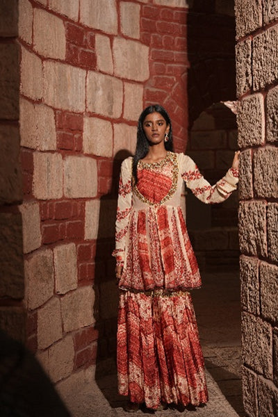 Mehr Rang – Printed Peplum Sharara Set