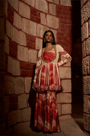 Mehr Rang – Printed Peplum Sharara Set