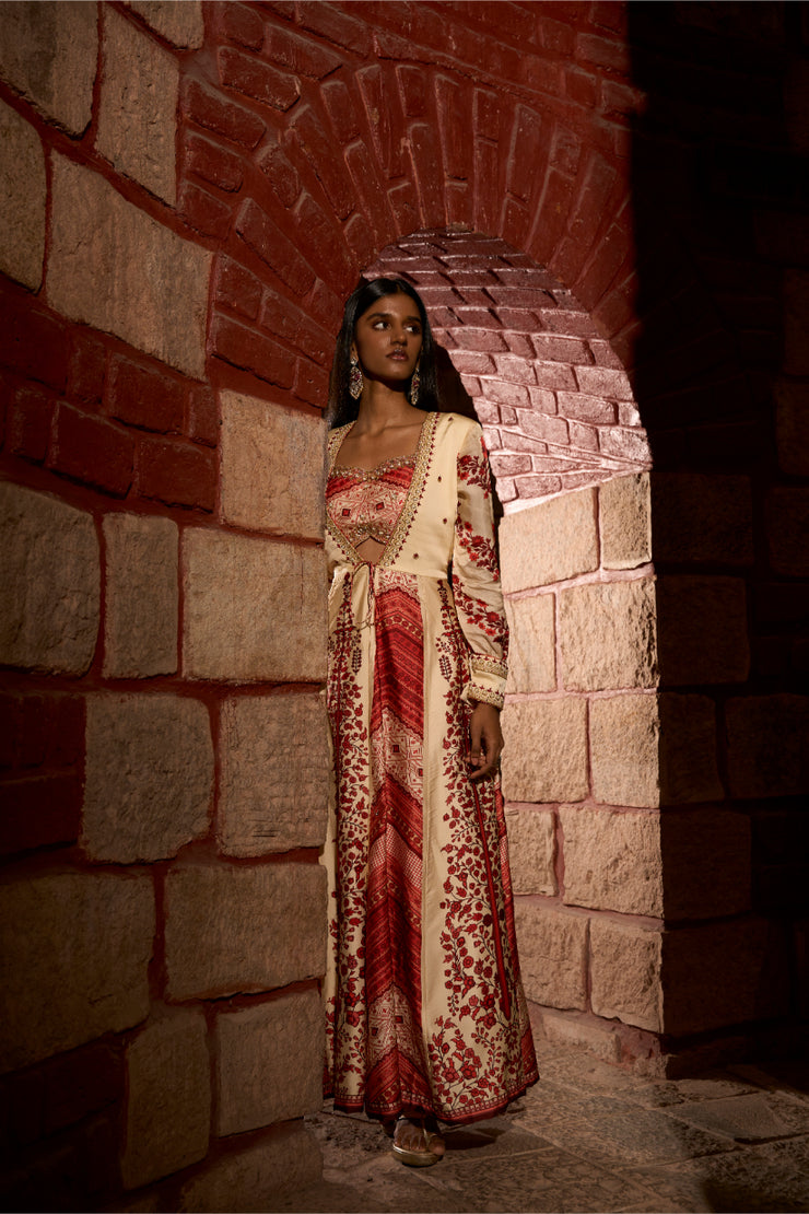 Mehr Rang embriodery jacket with blouse and pants