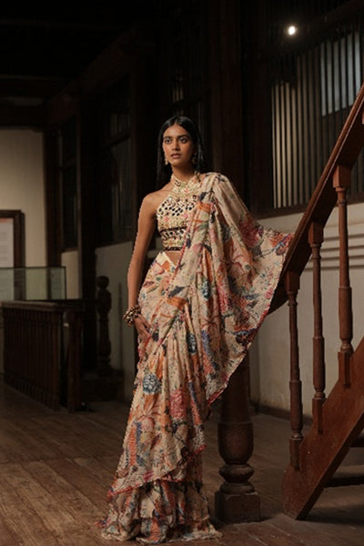 Dior Wilderness – Nature-Inspired Ruffle Saree Set