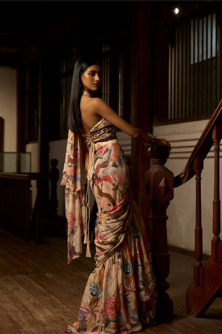 Dior Wilderness – Nature-Inspired Ruffle Saree Set