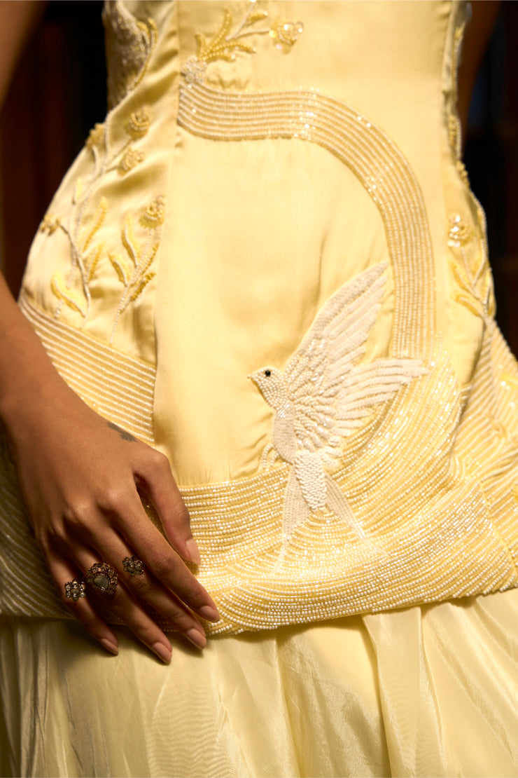 Lemon Glow Peplum Ensemble Co-ord set