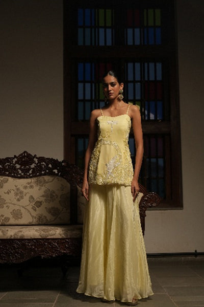 Lemon Glow Peplum Ensemble Co-ord set