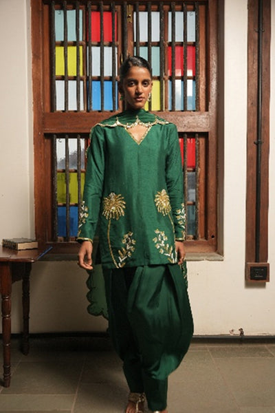 Green Golden Meadow Kurta Set