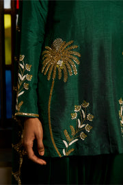 Green Golden Meadow Kurta Set