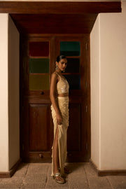 Butterfly Handwork Blouse with Drape Skirt