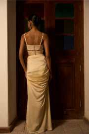 Butterfly Handwork Blouse with Drape Skirt