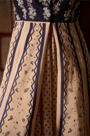 Mauve Ivory Blue Jacket - gown Set