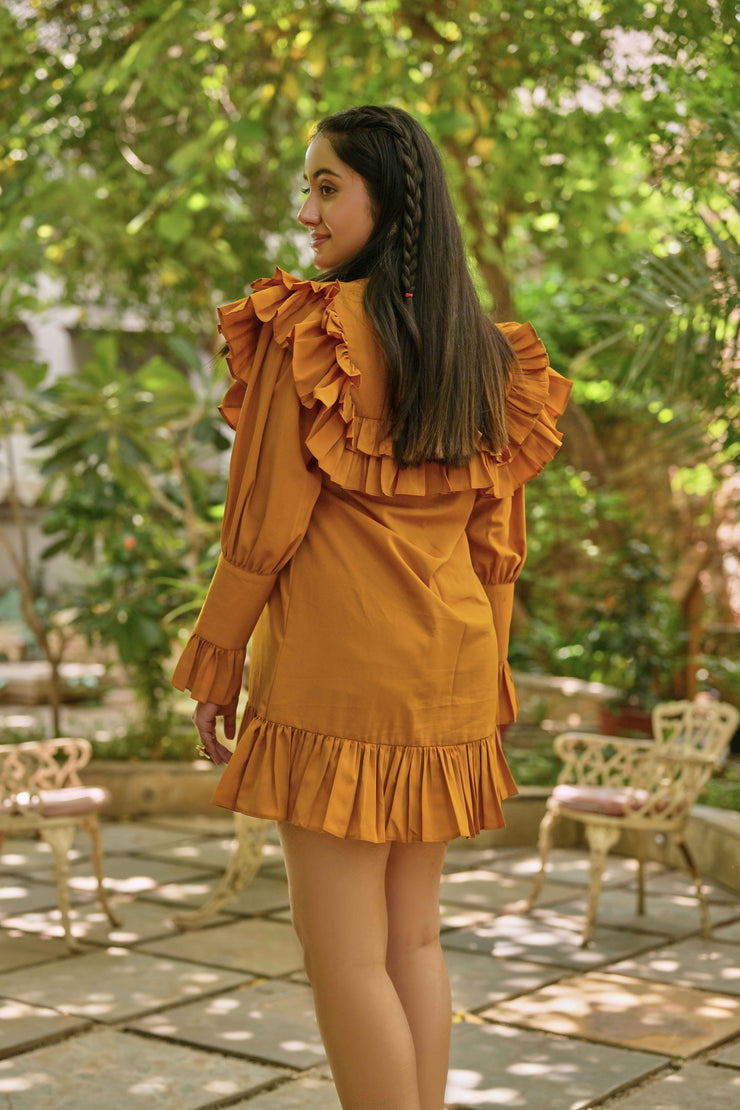 Mustard yellow frill dress