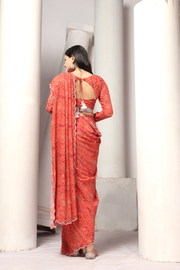 Cherry floral print saree