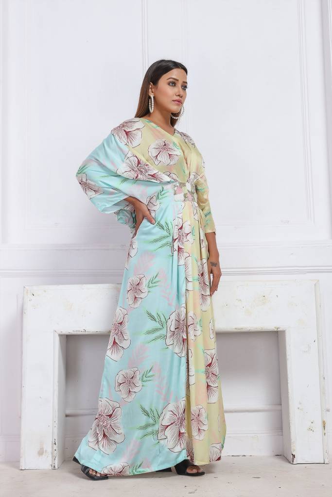 Fluer lemon aqua kaftan