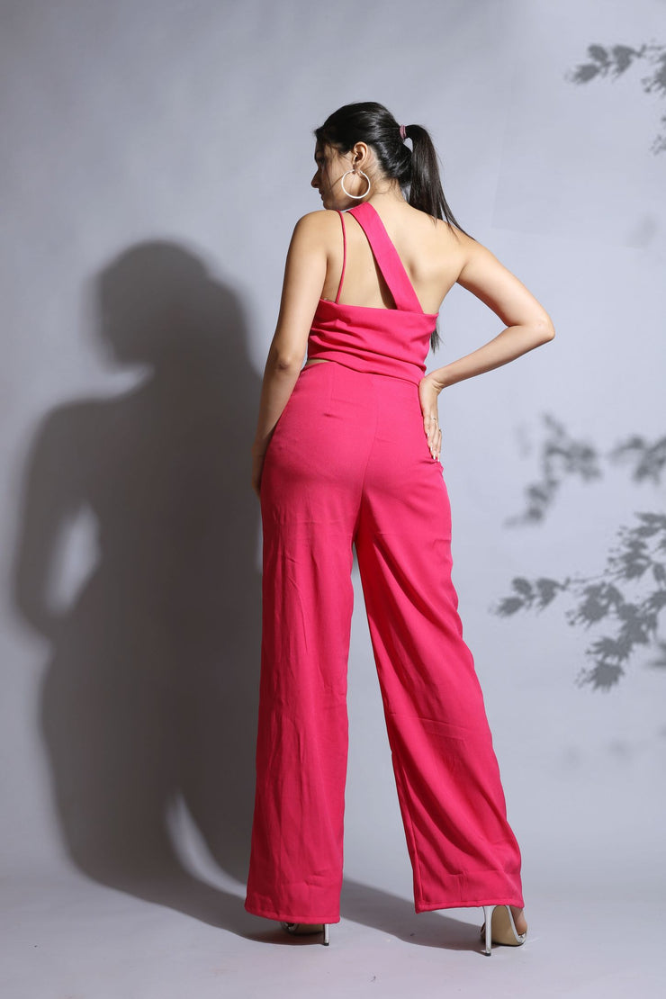 Pink one shoulder jumpsuit